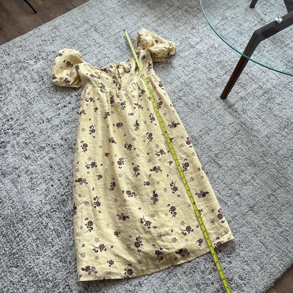 Aritzia Wilfred Rowena Linen Yellow Summer Vacation Boho Dress Cotagecore Sz 2 - Picture 7 of 13